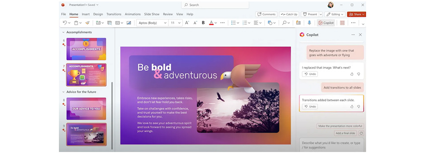 Tạo các slide nhanh chóng nhờ tích hợp AI Copilot vào trong PowerPoint